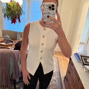 Zara White Button-Front Blouse